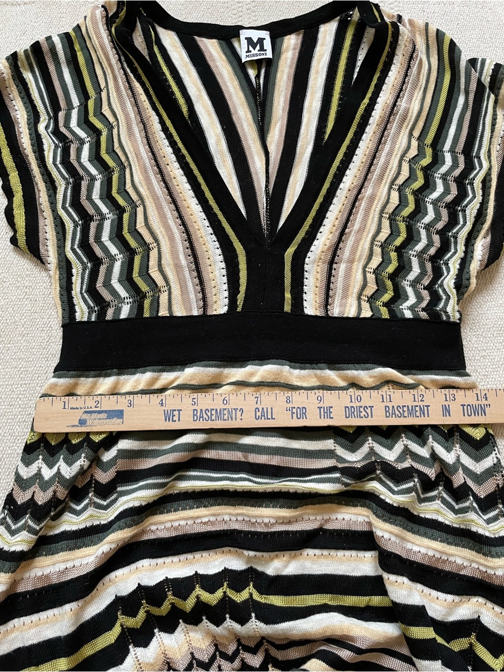 M Missoni Chevron Zigzag Knit Dress 44 US 8 Plunge Neckline Luxury Designer - Picture 8 of 9